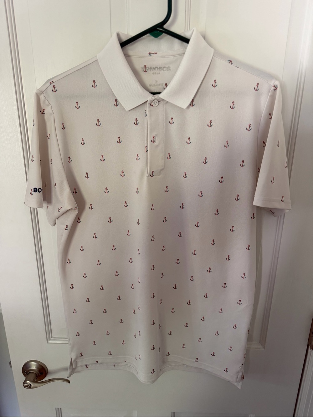 Bonobos Men’s Cream Polo with Red Anchor Print